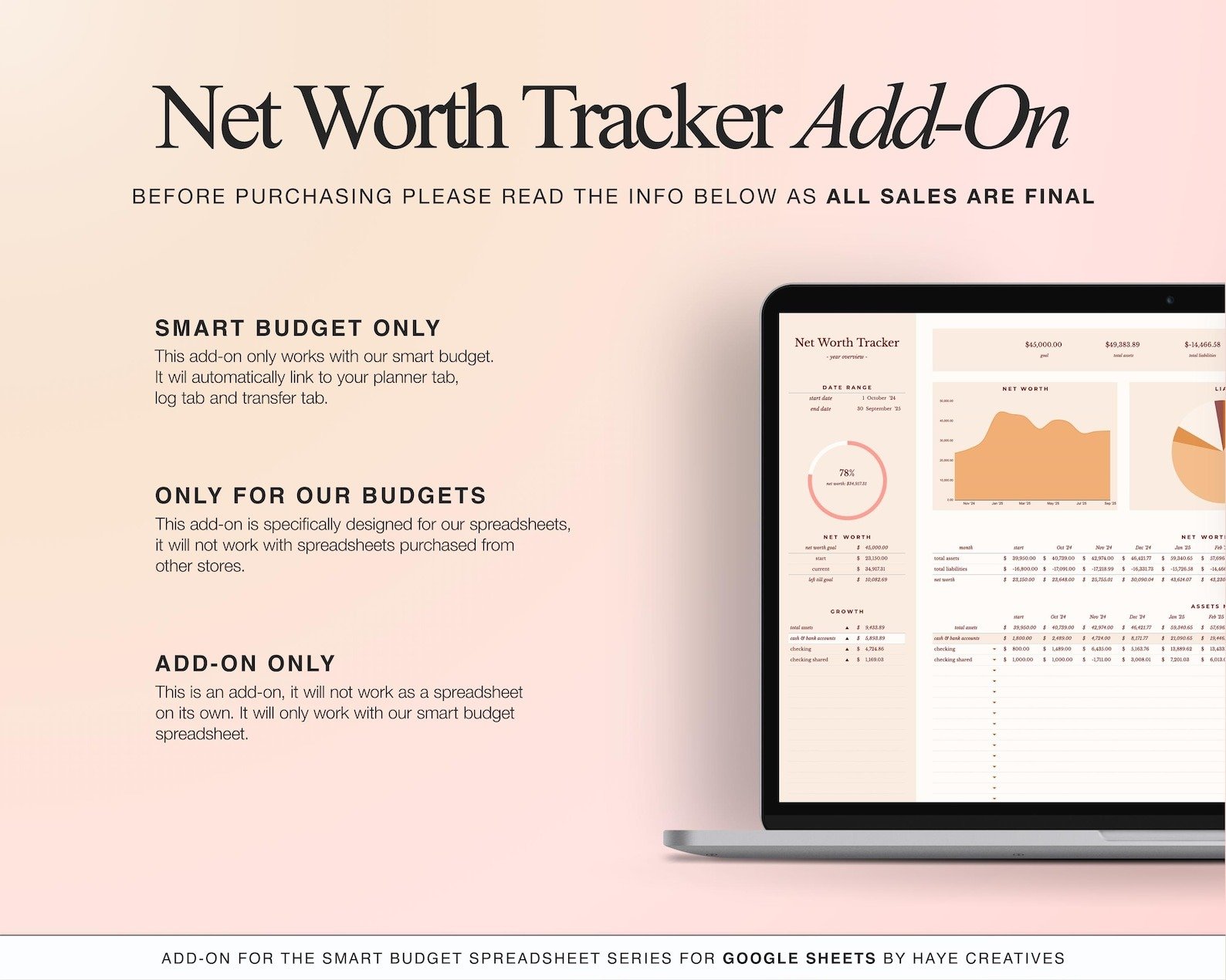 ADD-ON: Net Worth Tracker Add On for Our Smart Budget Spreadsheet product image (2)
