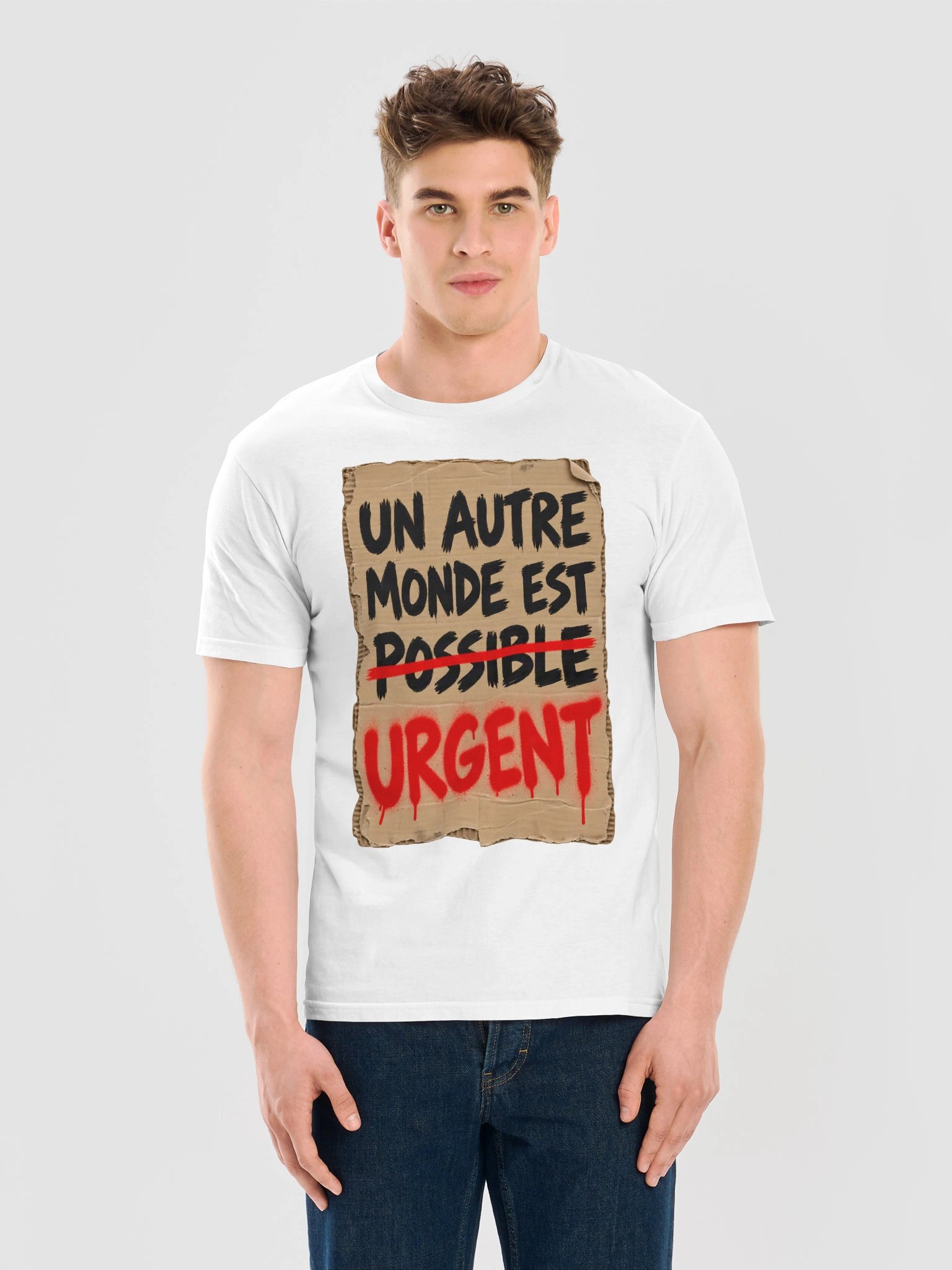 Un Autre Monde Est Urgent Cardboard Protest Sign T-Shirt product image (11)