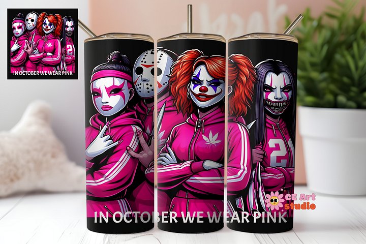 In October We Wear Pink Tumbler Wrap PNG product image (1)
