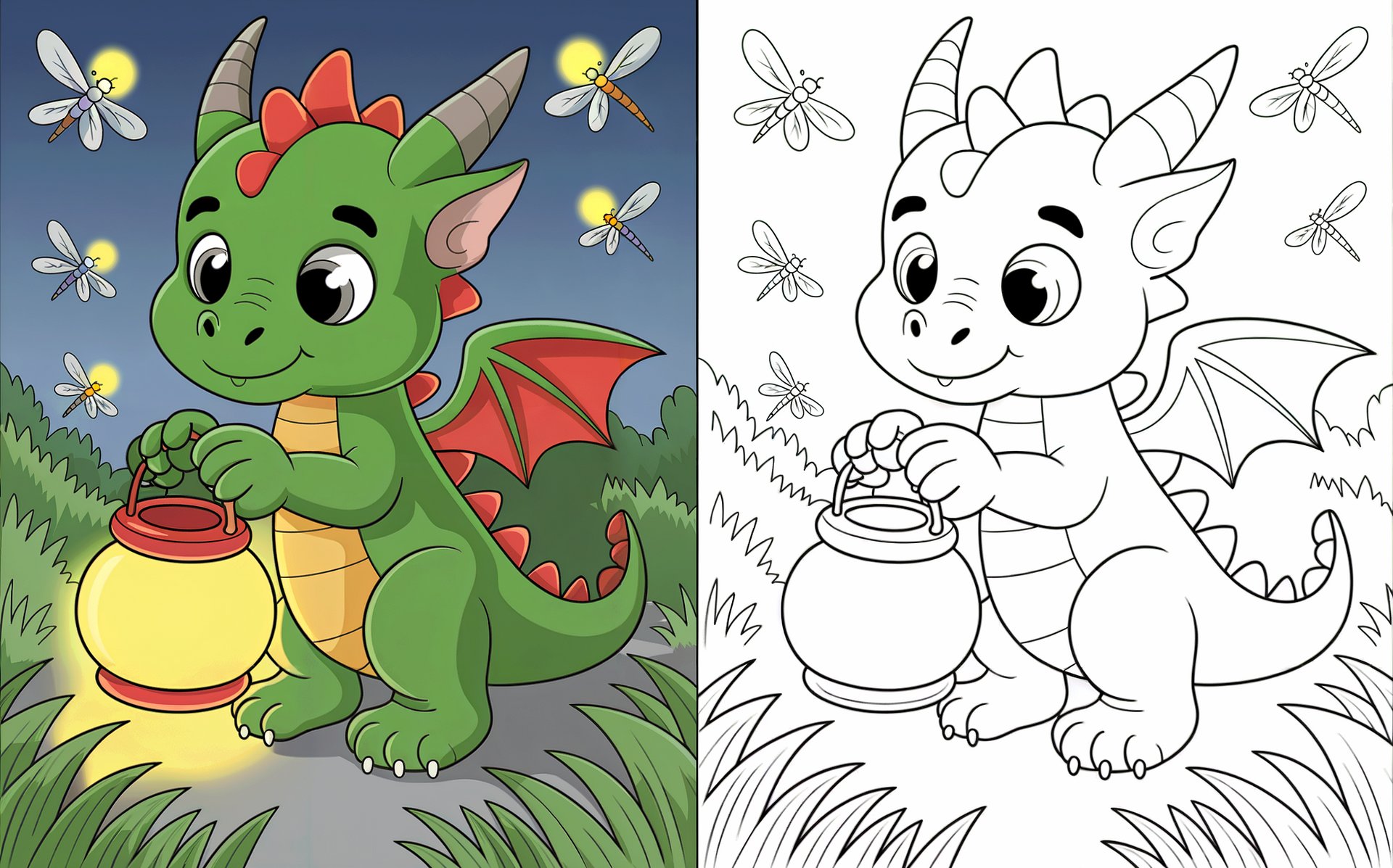 Cute Dragon Coloring Pages | 20+ Fantasy Designs | Black & White + Colored Reference Pack product image (4)