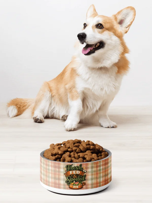 Fresh Fed & Spoiled Dog Bowl – Plaid Fresh Feeding Pet Bowl product image (3)