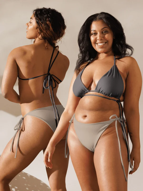Minimal Gray All-Over Print Padded String Bikini Top product image (1)