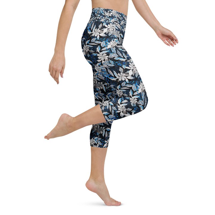 Blue White Garden Capri Leggings product image (1)