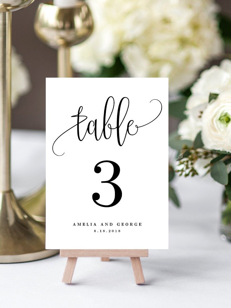 Lovely Calligraphy Table Number Canva Template LCC product image (1)