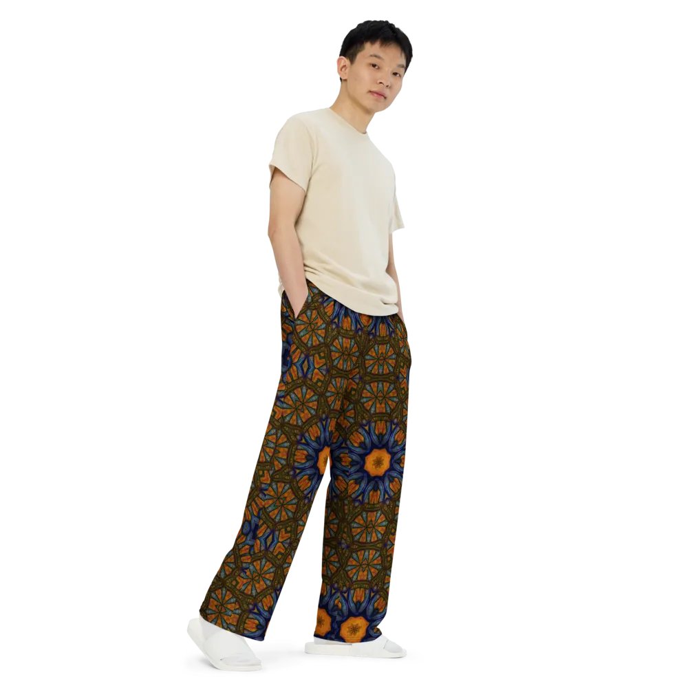Orange and Blue Sketchy Kaleidoscope Wideleg Pants product image (6)