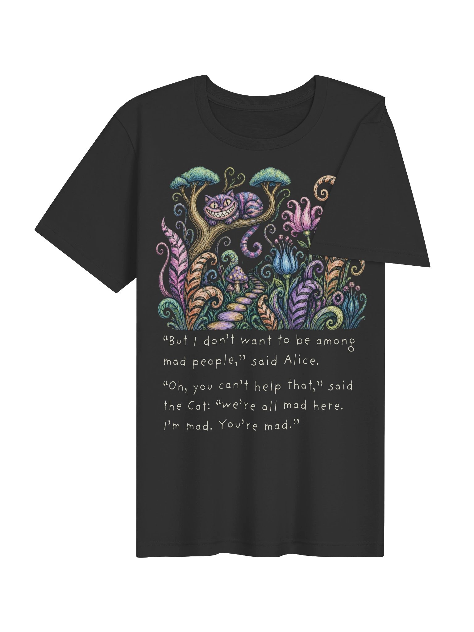 We're All Mad Here Shirt, Cheshire Cat Quote Tee, Alice in Wonderland Graphic product image (5)