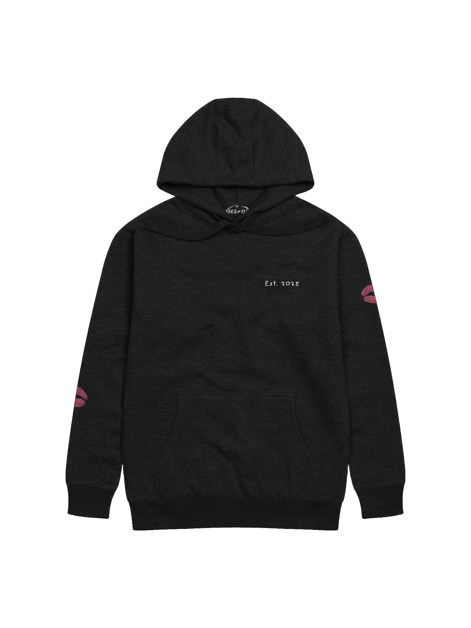 MELOQI CLOTHING DOUBLE KISS WHITE TEXT HOODIE product image (1)