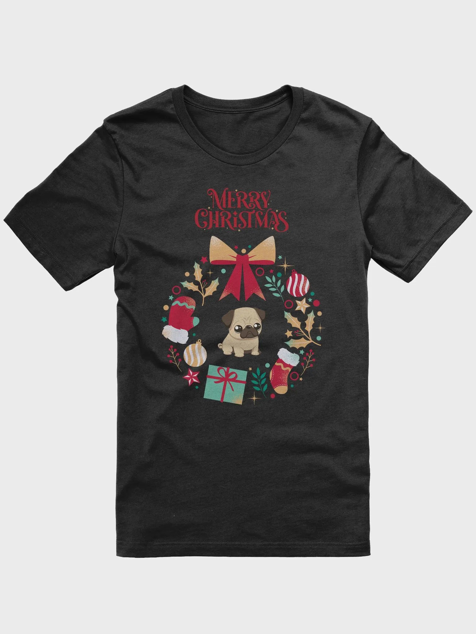 Festive Holiday Pug Paws T-Shirt product image (2)