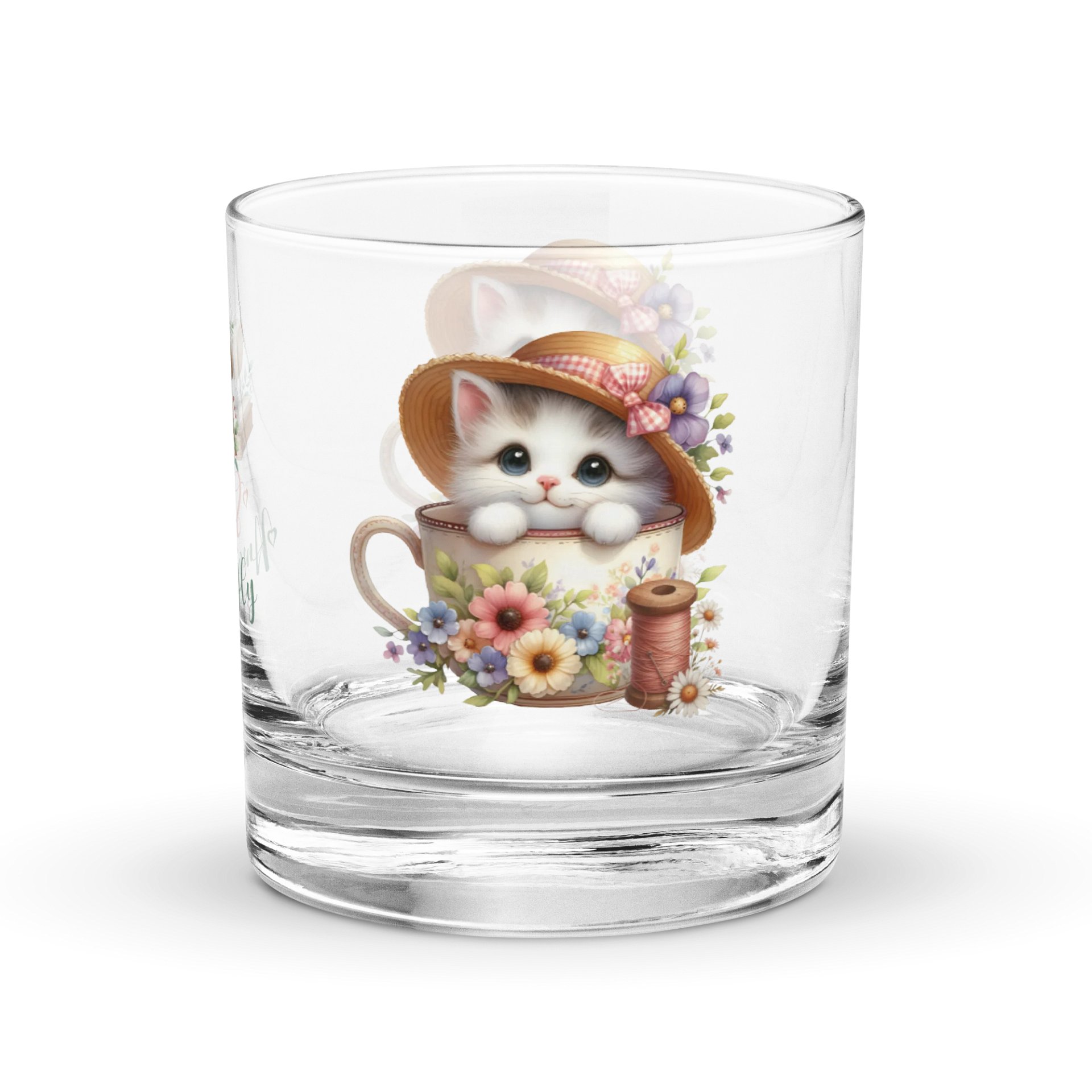 Sew Amazingly Cute Kitty Teacup Rocks Glass product image (2)