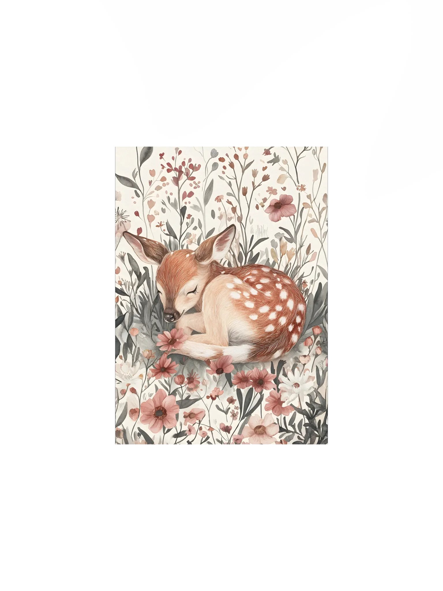 Woodland Deer Sleeping in Pink Florals product image (2)
