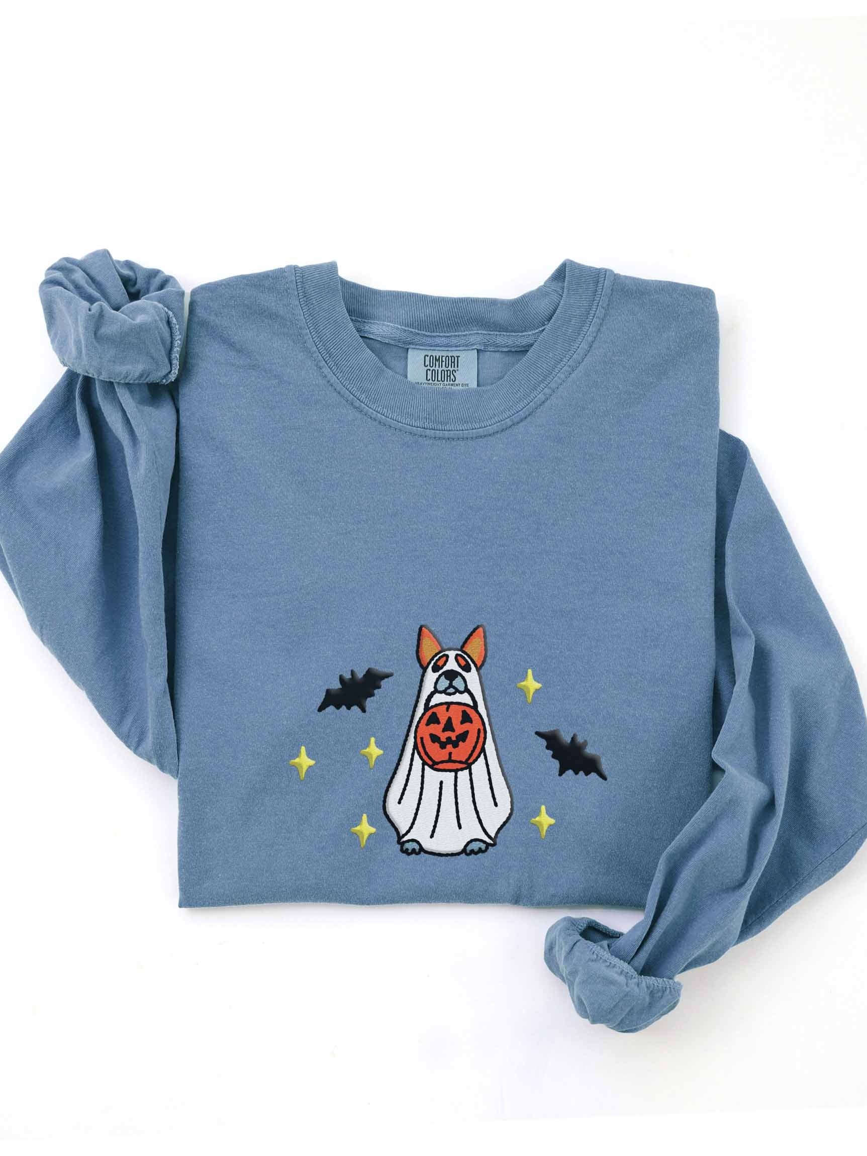 Halloween Australian Cattle Dog(Red Heeler) Embroidered Long-Sleeve T-Shirt product image (1)