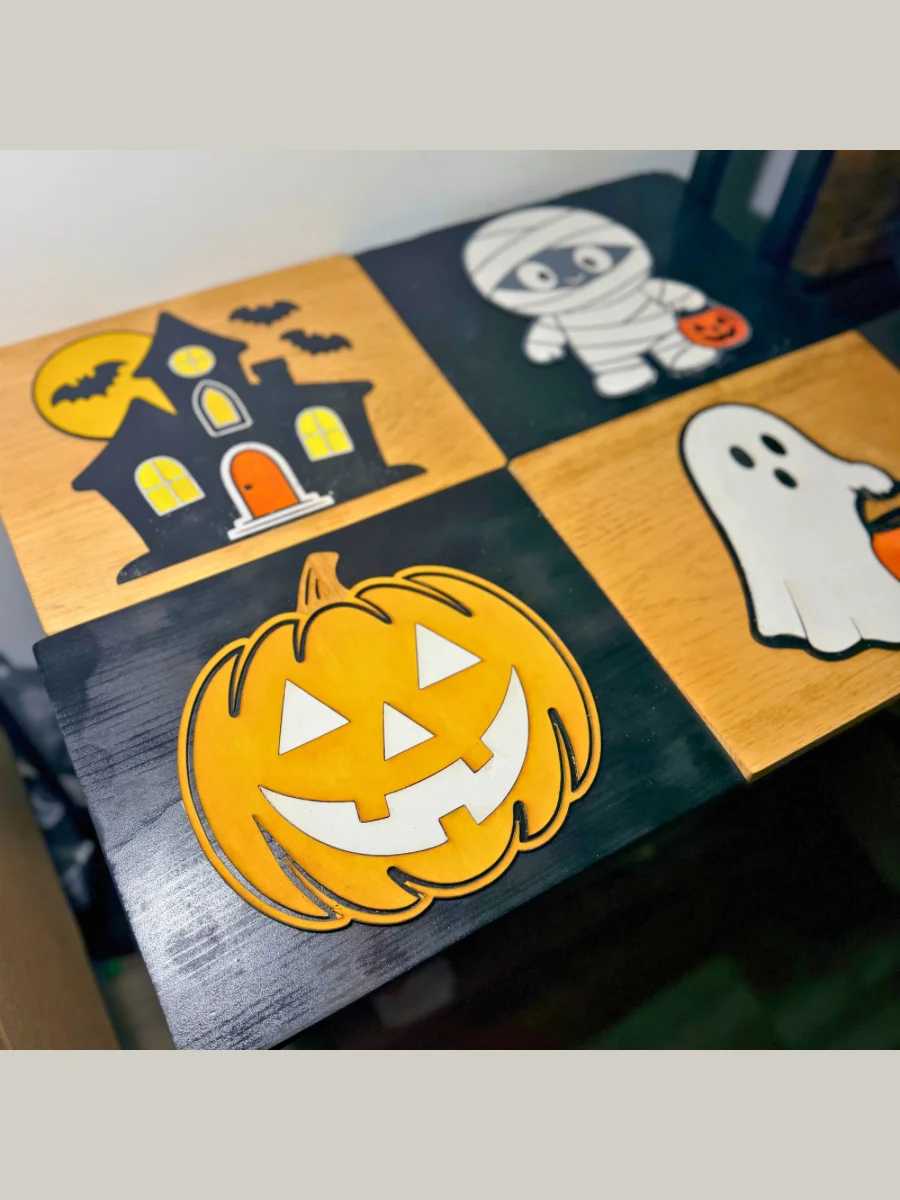 Halloween Wood Sign Set—Pumpkin, Ghost, Mummy, Haunted House Wall Art/Home Decor product image (2)
