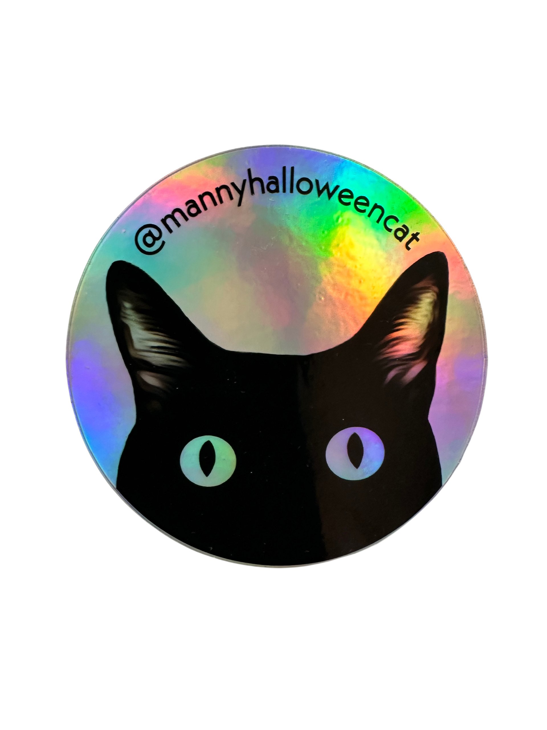 Holographic Manny Halloween Cat logo sticker product image (1)