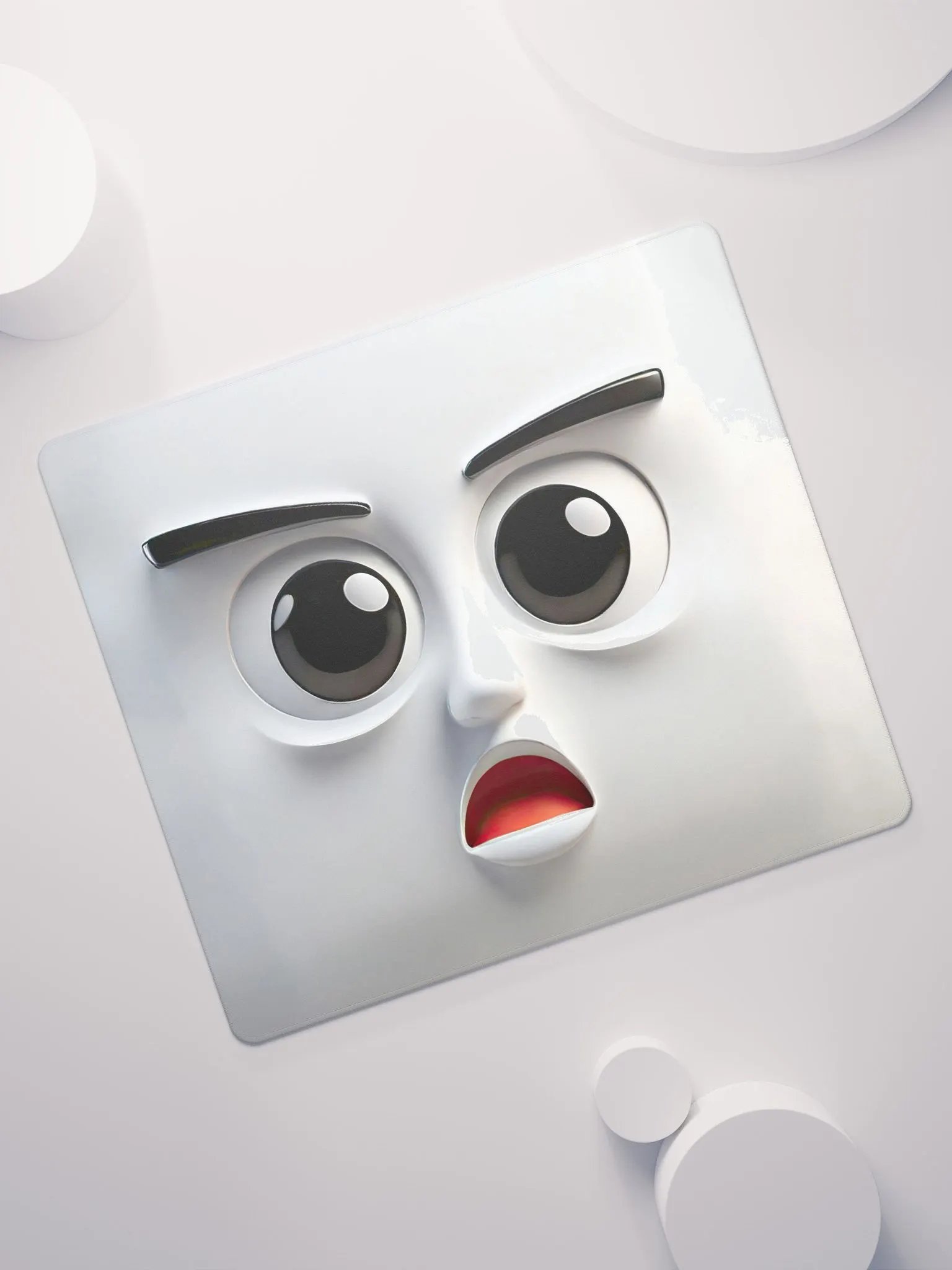 Startled Expression Premium Mouse Pad: Add a Touch of Whimsy to Your Workspace! product image (7)