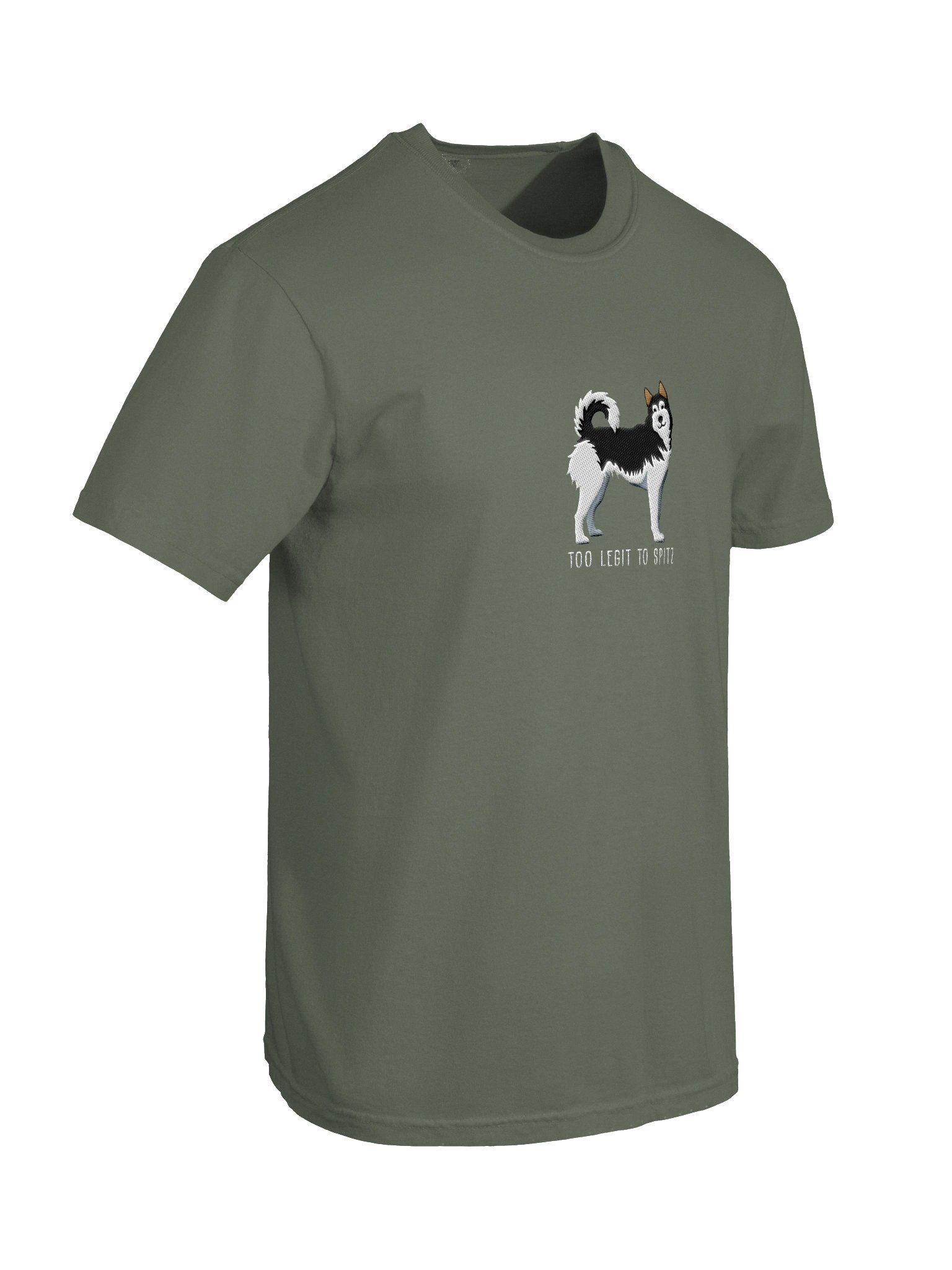 Too Legit to Spitz T-Shirt(Embroidered) of a Siberian Husky(Black & White) product image (11)