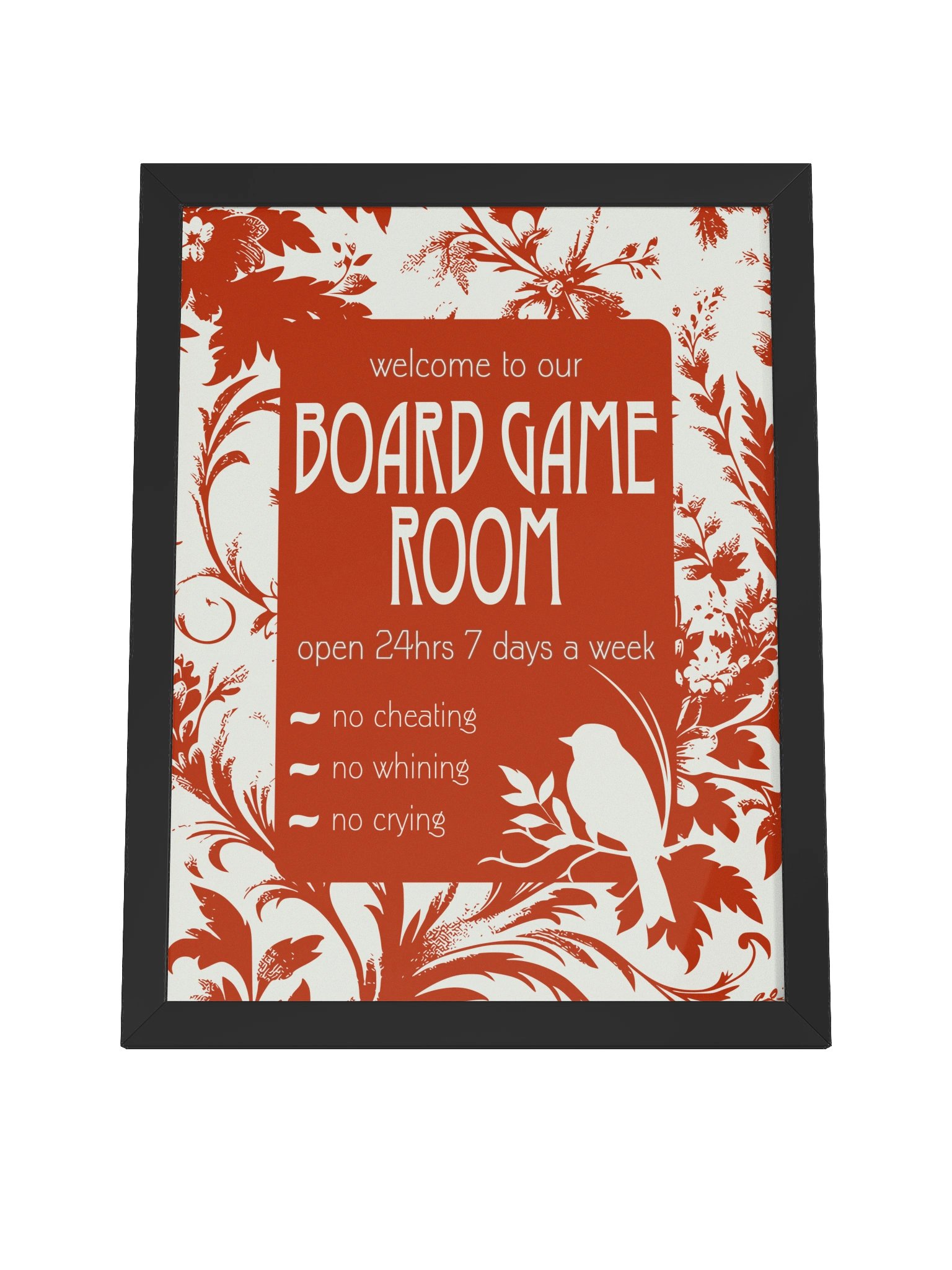 Floral Chinoiserie Board Game Room Welcome Sign - FRAMED product image (15)