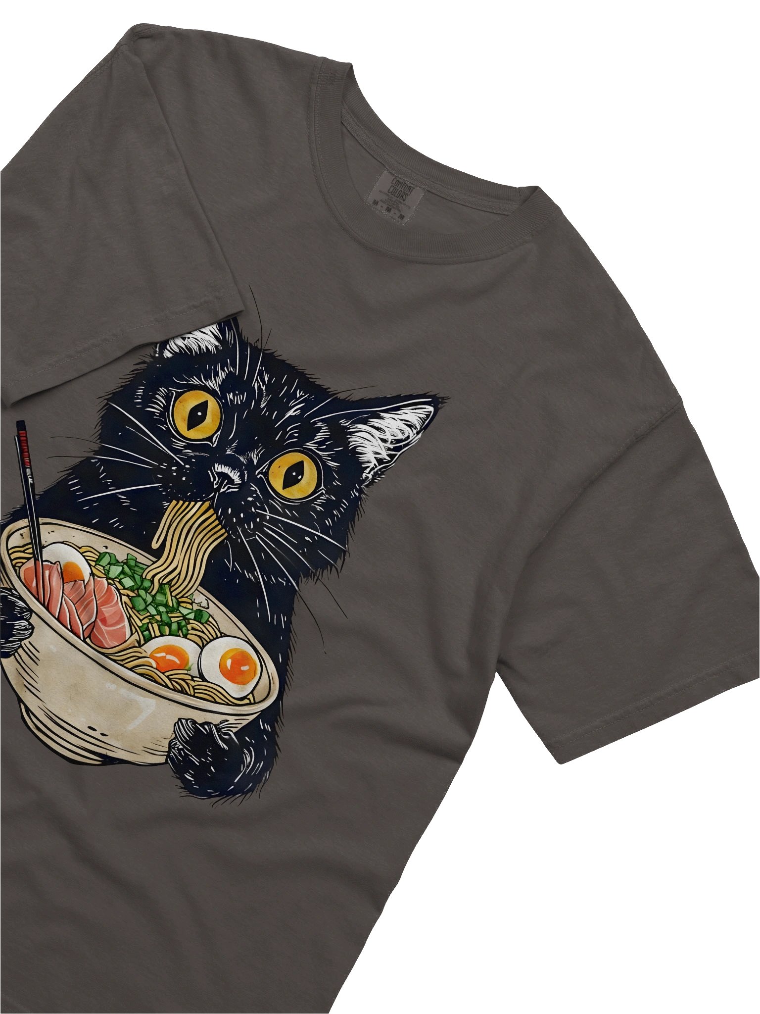 Ramen Eating Black Cat T-Shirt – Relaxed Fit Heavyweight Unisex Cotton T-Shirt product image (14)