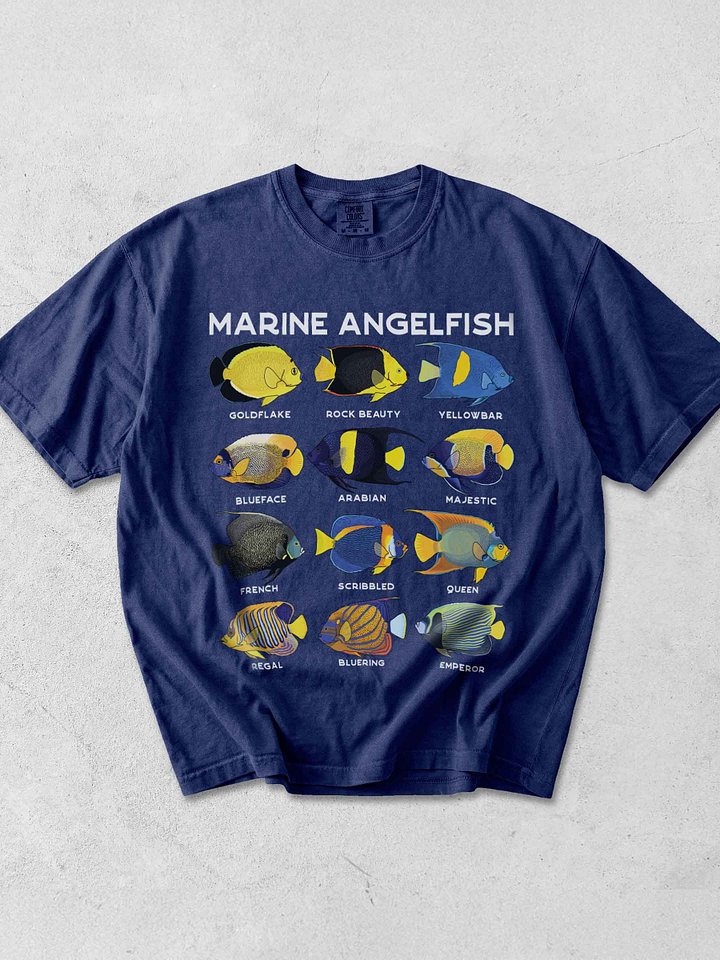 Marine Angelfish Identification Chart T-Shirt for Reef Aquarium Lovers product image (1)