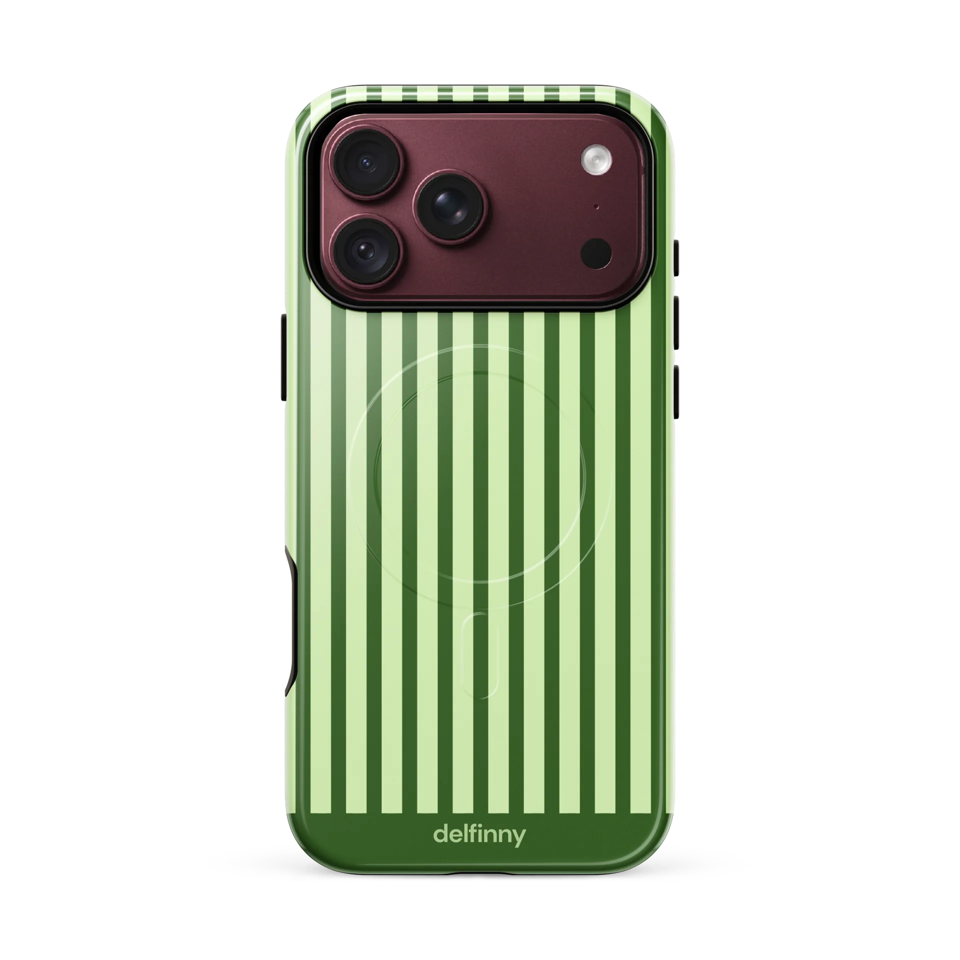 Striped Phone Case for iPhone 18 Series – MagSafe Compatible (Glossy Forest Green) product image (3)