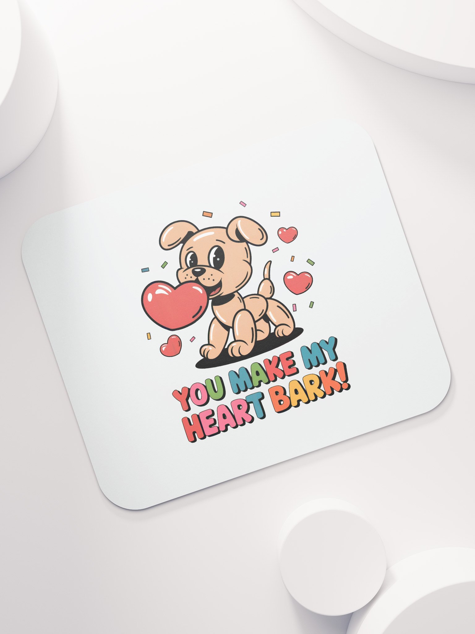 You Make My Heart Bark Mouse Pad | Funny Dog Valentine Gift | Cute Puppy Pun Desk Accessory product image (7)