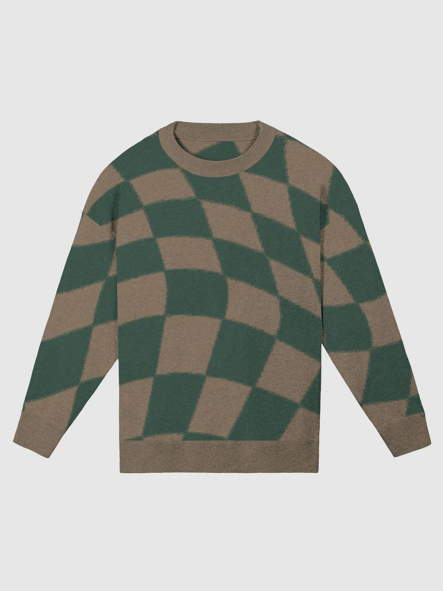 Pine Green Checkerboard Knit Sweater product image (1)