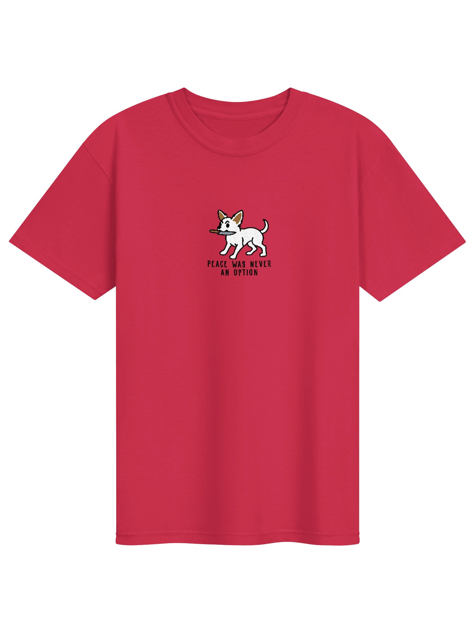 Peace Was Never an Option Funny Chibi-Style Embroidered T-Shirt for Chihuahua(White) Owners product image (19)