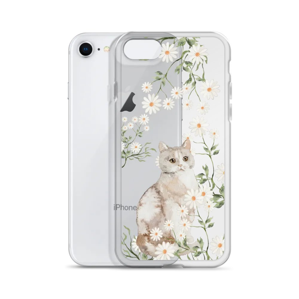 Daisy Garden Cat Floral iPhone Clear Case product image (2)