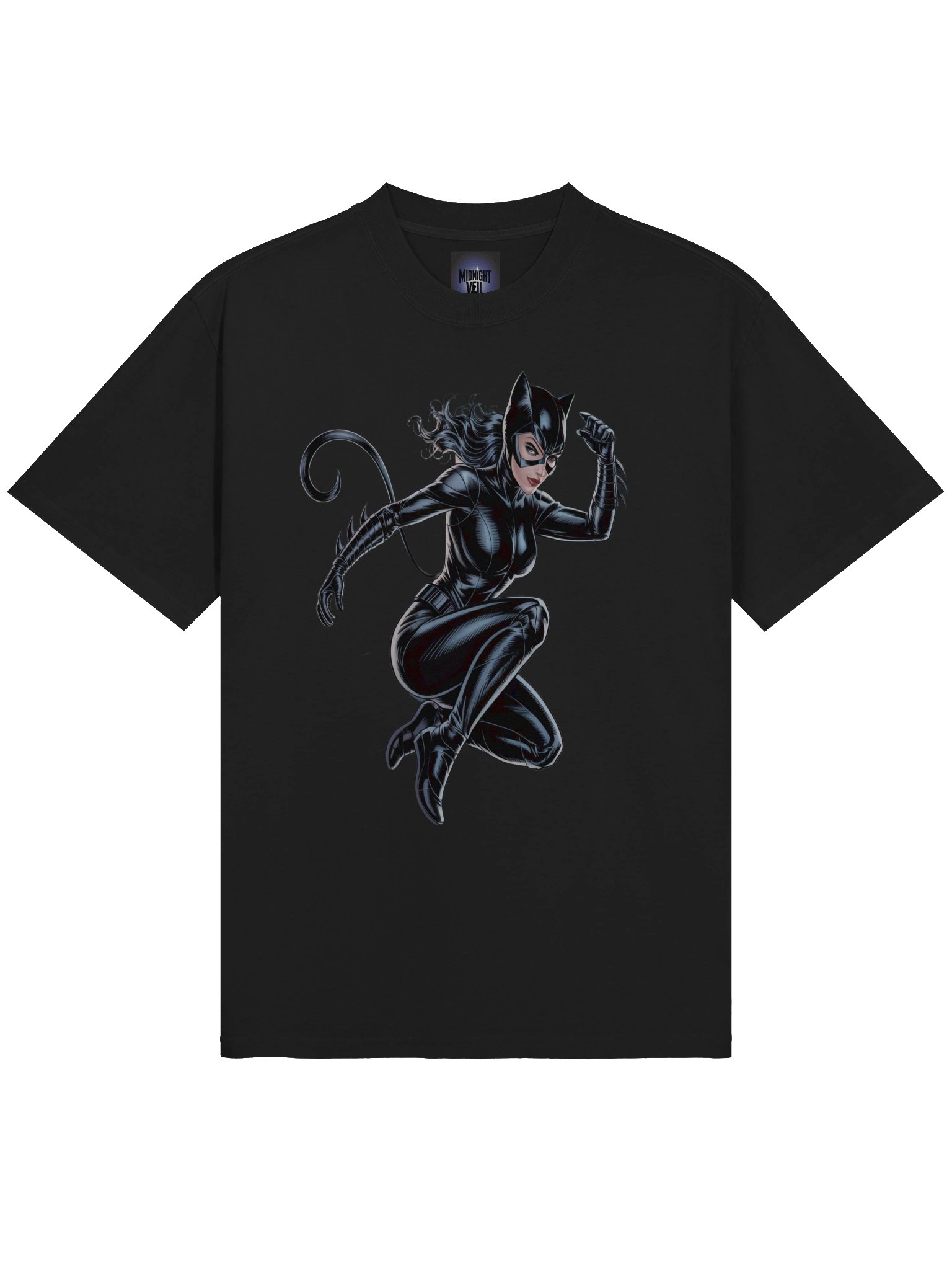 Shadow Pounce: Catwoman's Lethal Leap Oversized Faded T-Shirt product image (5)