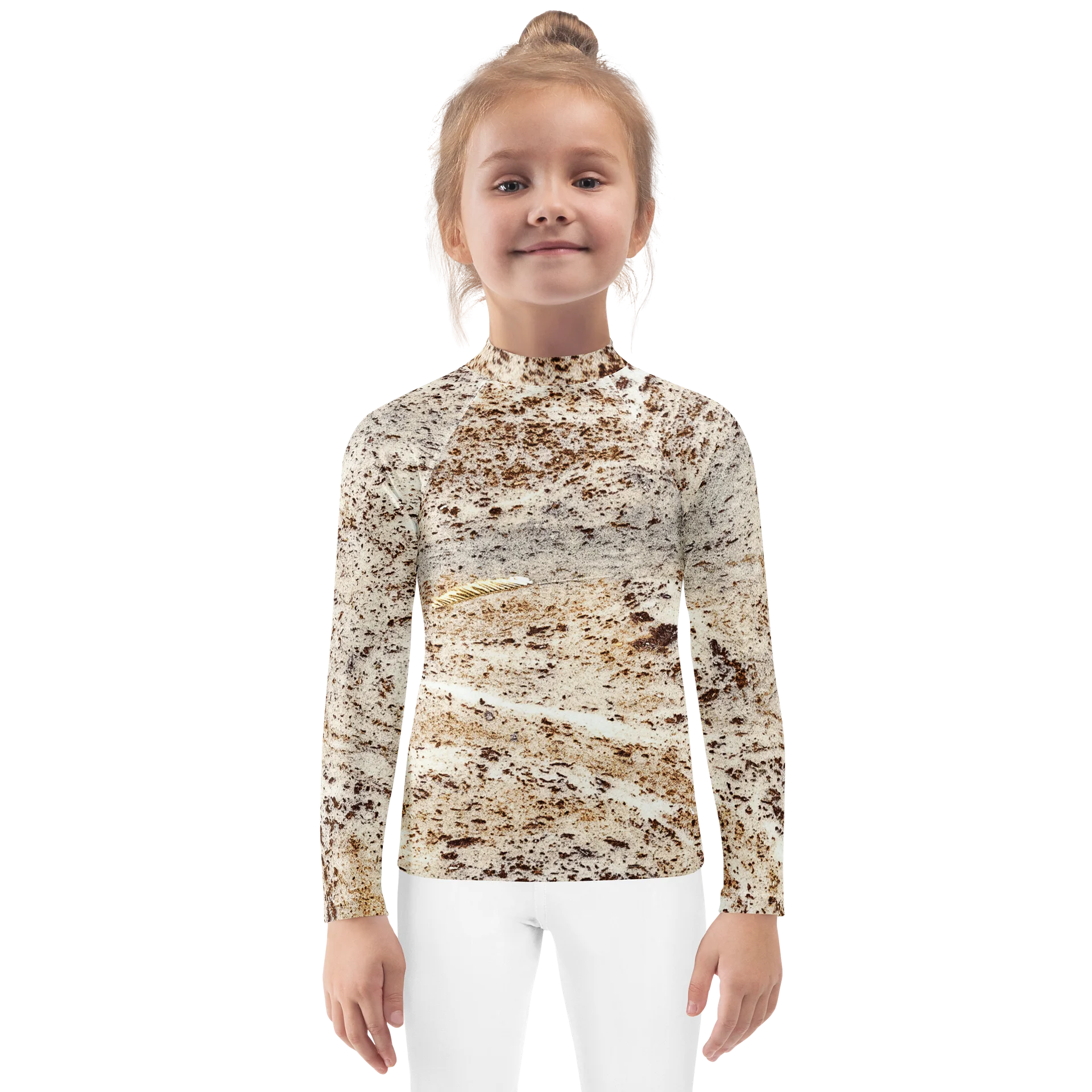 Espresso Swirl Kids All-Over Print Earthy Brown & Cream Swim Rash Guard product image (1)