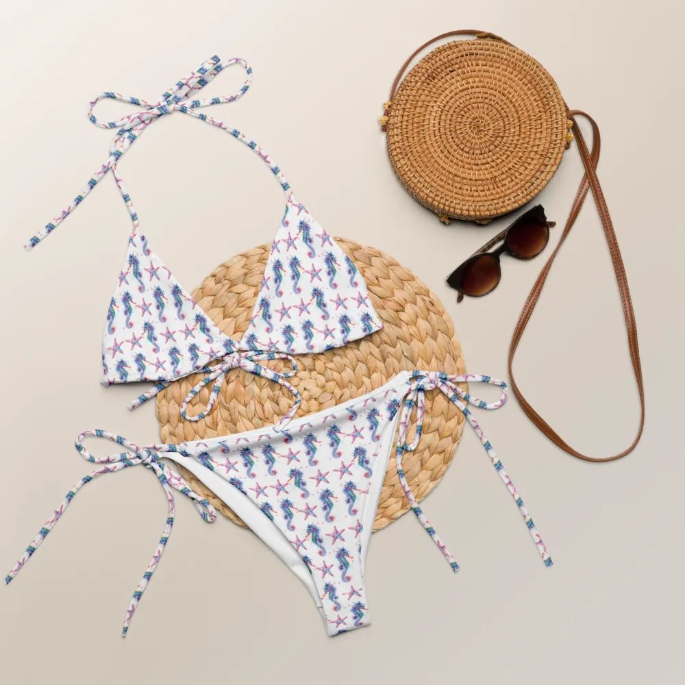 Watercolour Seahorse And Starfish Pattern Bikini Set product image (7)