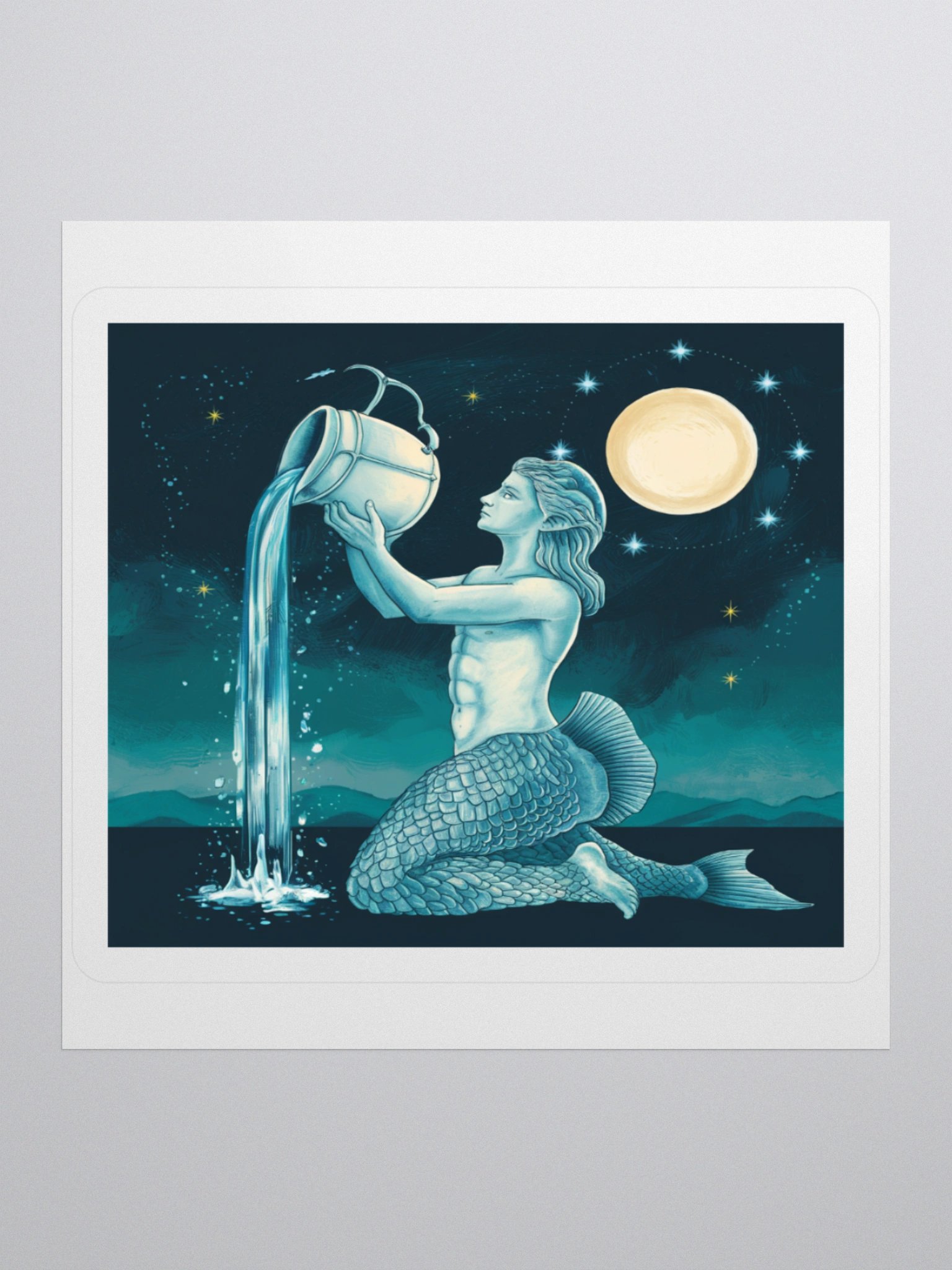 Aquarius Celestial Water-Bearer Vinyl Sticker - Exclusive Zodiac Art product image (1)