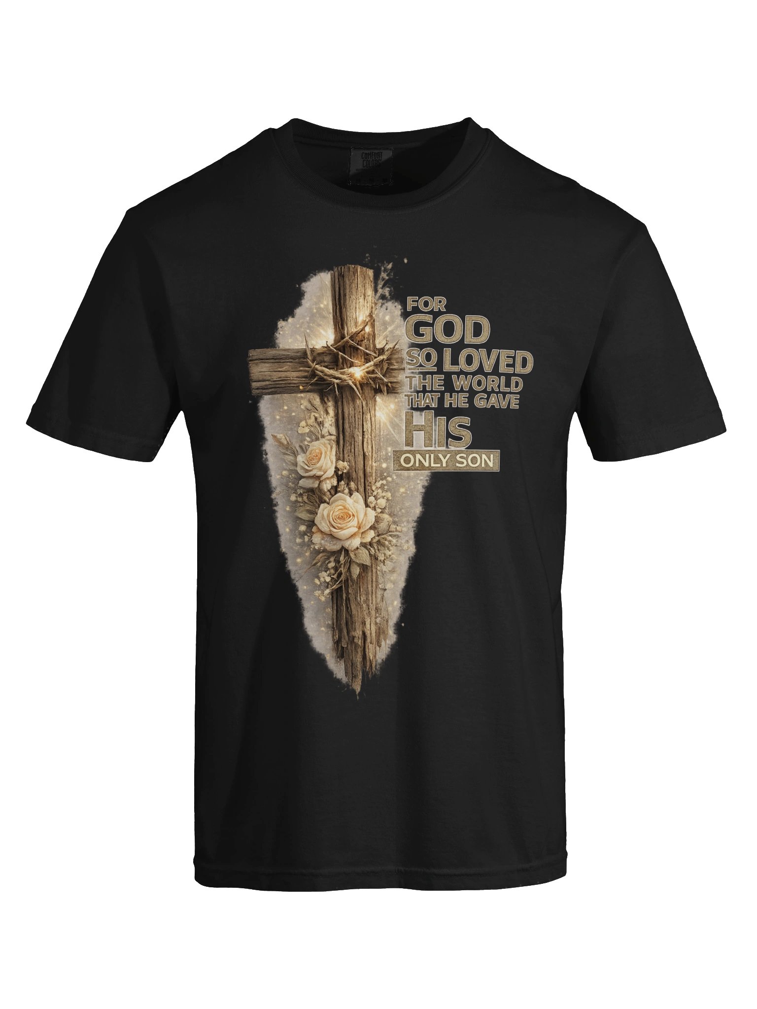 For God So Loved the World That He Gave His Only Son Wooden Cross Christian T-Shirt Design | John 3:16 Faith Graphic | Kingdom Life Co. product image (6)