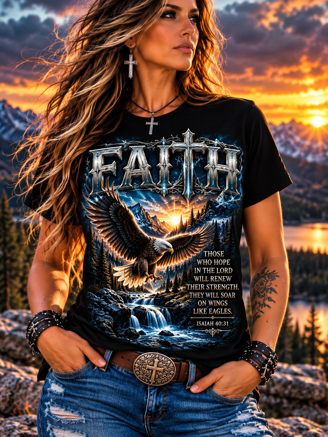 Faith – Soar on Wings Like Eagles – Isaiah 40:31 T-Shirt product image (1)