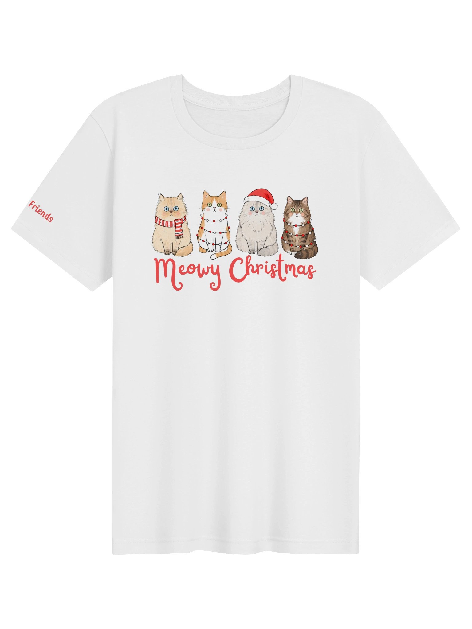 Kristin's Friends "Meowy Christmas" White T-Shirt product image (1)