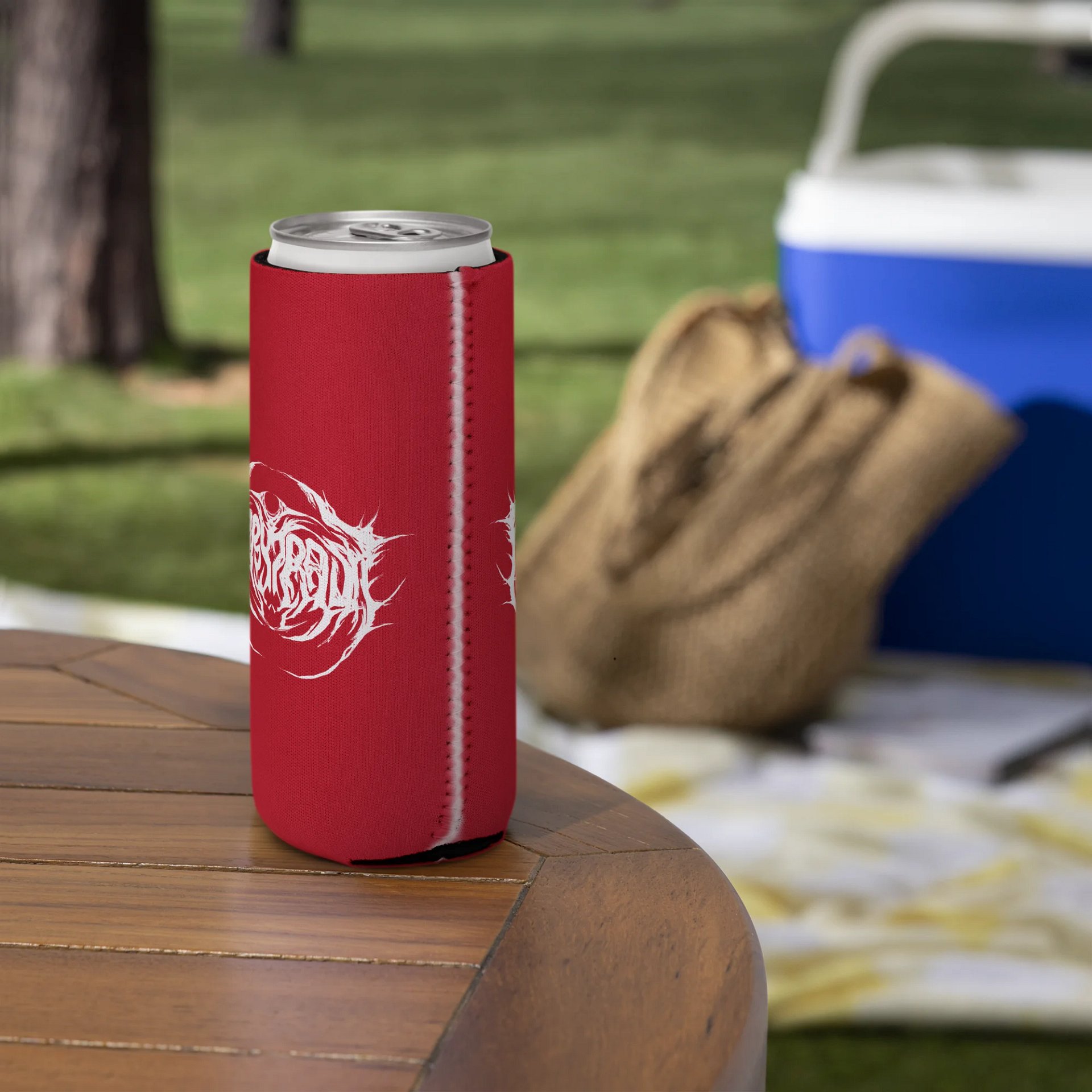 Metal Logo Koozie - White Print on Red product image (5)