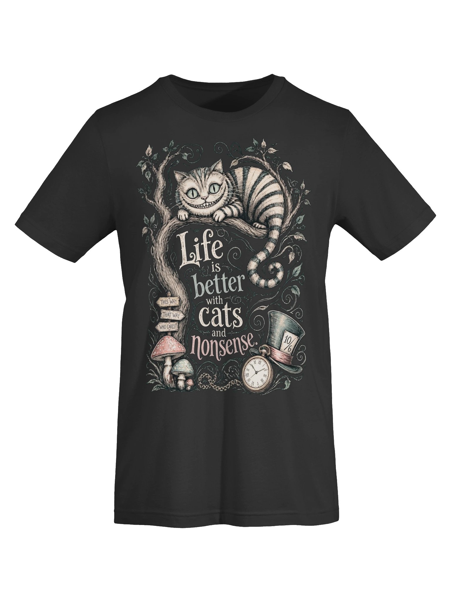 Cheshire Cat Shirt, Wonderland Nonsense Tee, Whimsical Dark Alice Graphic product image (62)