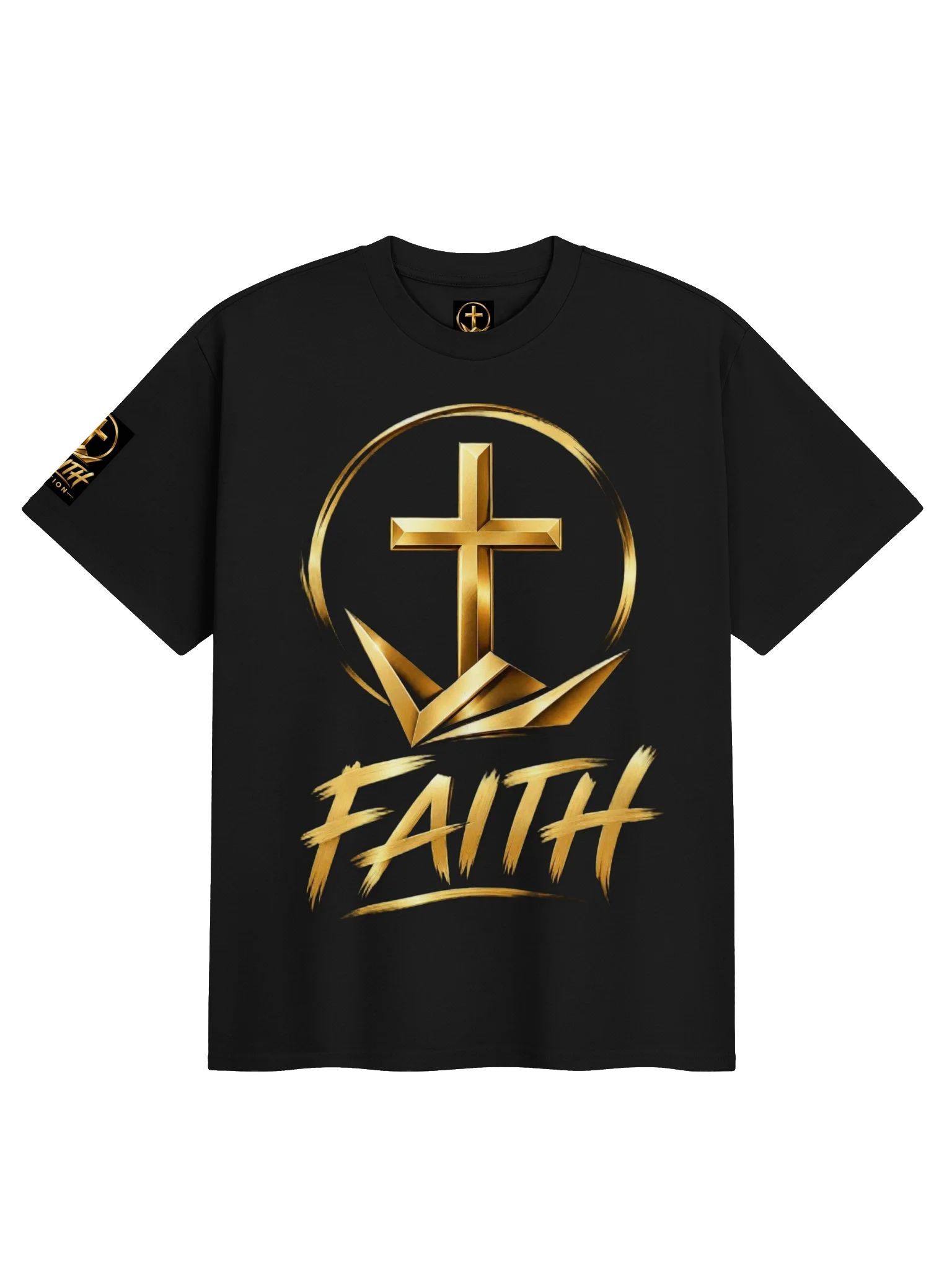 Faith & Cross Metallic Gold Streetwear Tee from Kweeble Glory Store