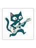 Retro Cat Playing Electric Guitar Sticker – Vintage Rock Cat Decal for Laptop, Guitar Case &amp; Water Bottle