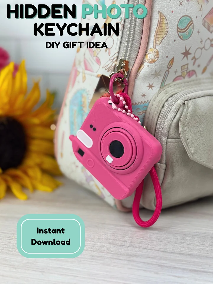 Mini Camera Keychain STL Photo Reveal Keychain 3D Print File Interactive Mechanism Hidden Picture Keychain Unique Gift Idea 3MF Digital product image (1)