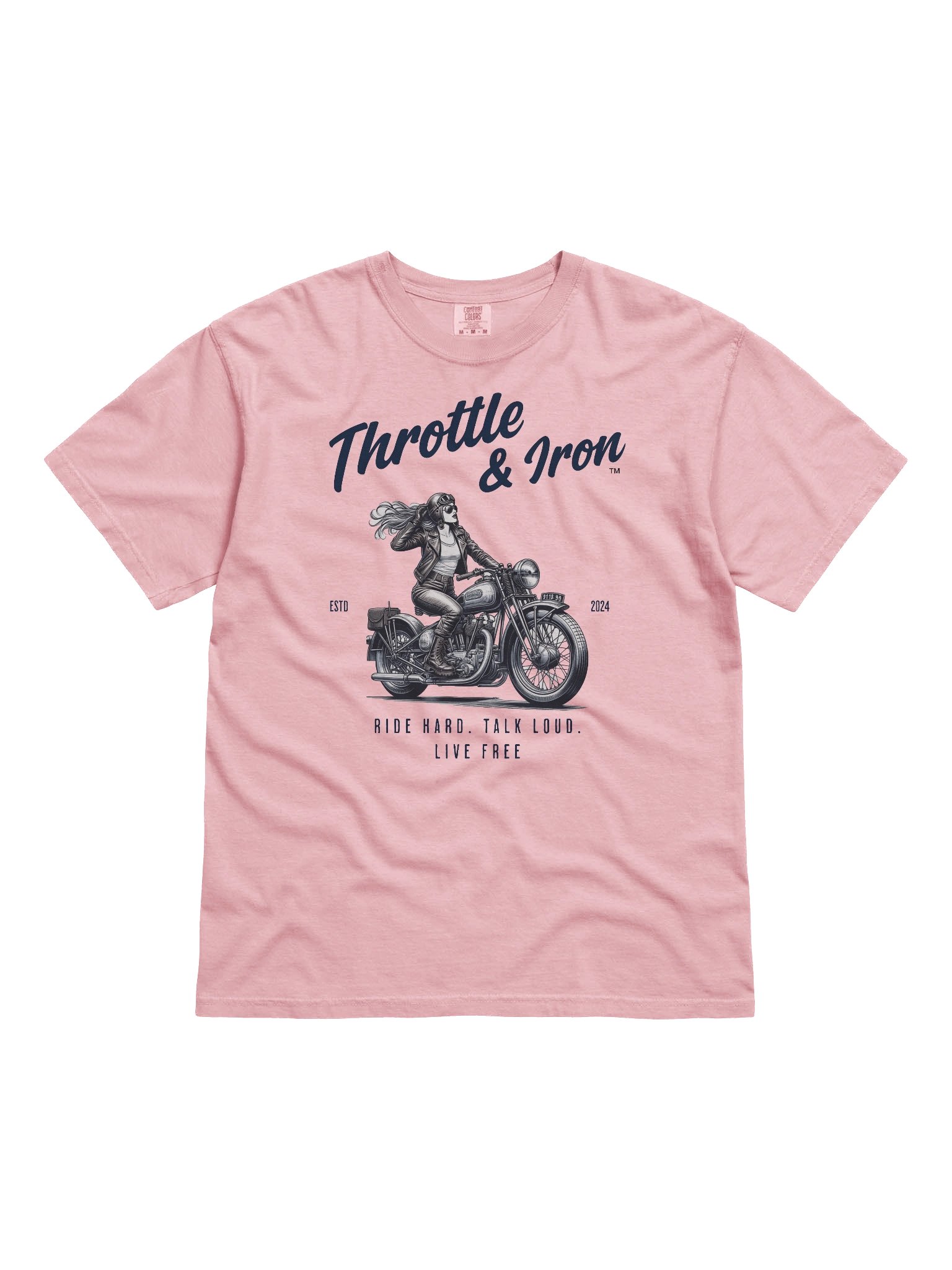 Throttle & Iron “Retro Women Rider” Tee — Classic Cruiser Edition product image (1)
