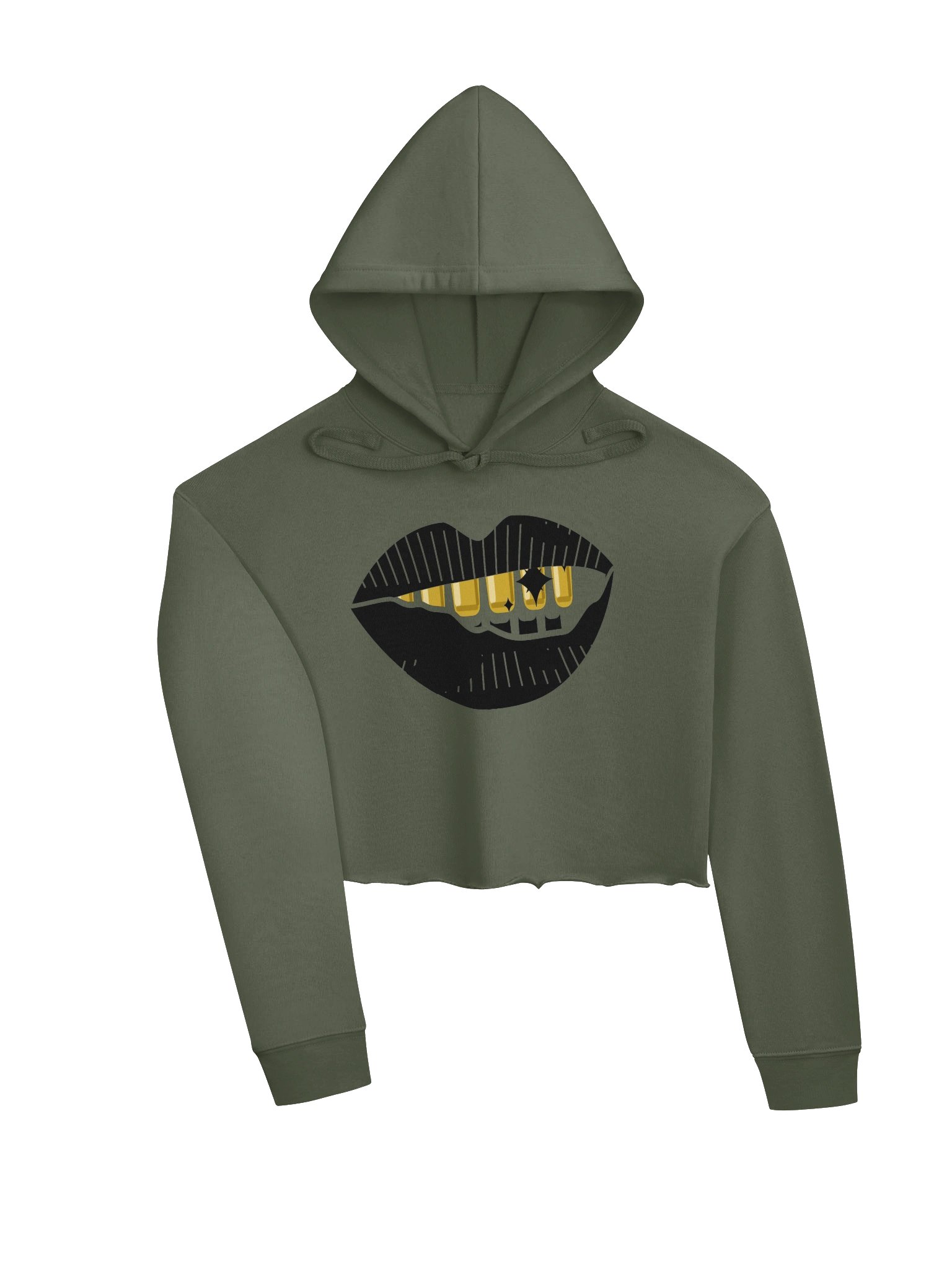 WOMEN'S MILITARY GREEN CROP TOP HOODIE product image (3)