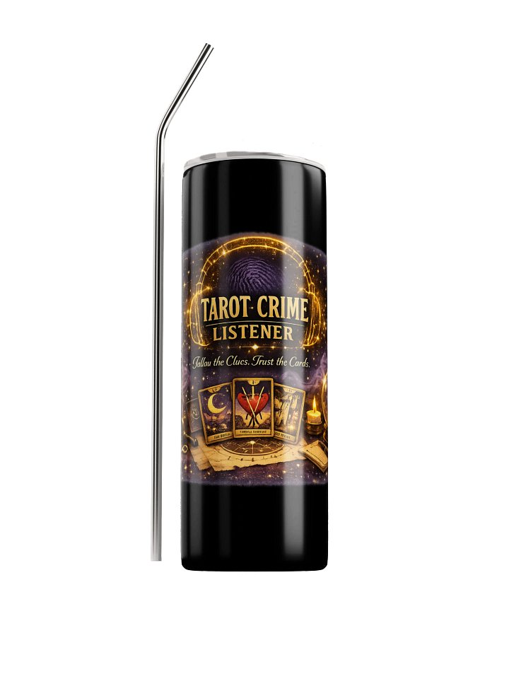 Tarot Crime Listener Tumbler – Mystical True Crime Tarot Cup | Witchy Podcast Lover Gift | True Oracle 20oz Skinny Wrap product image (1)