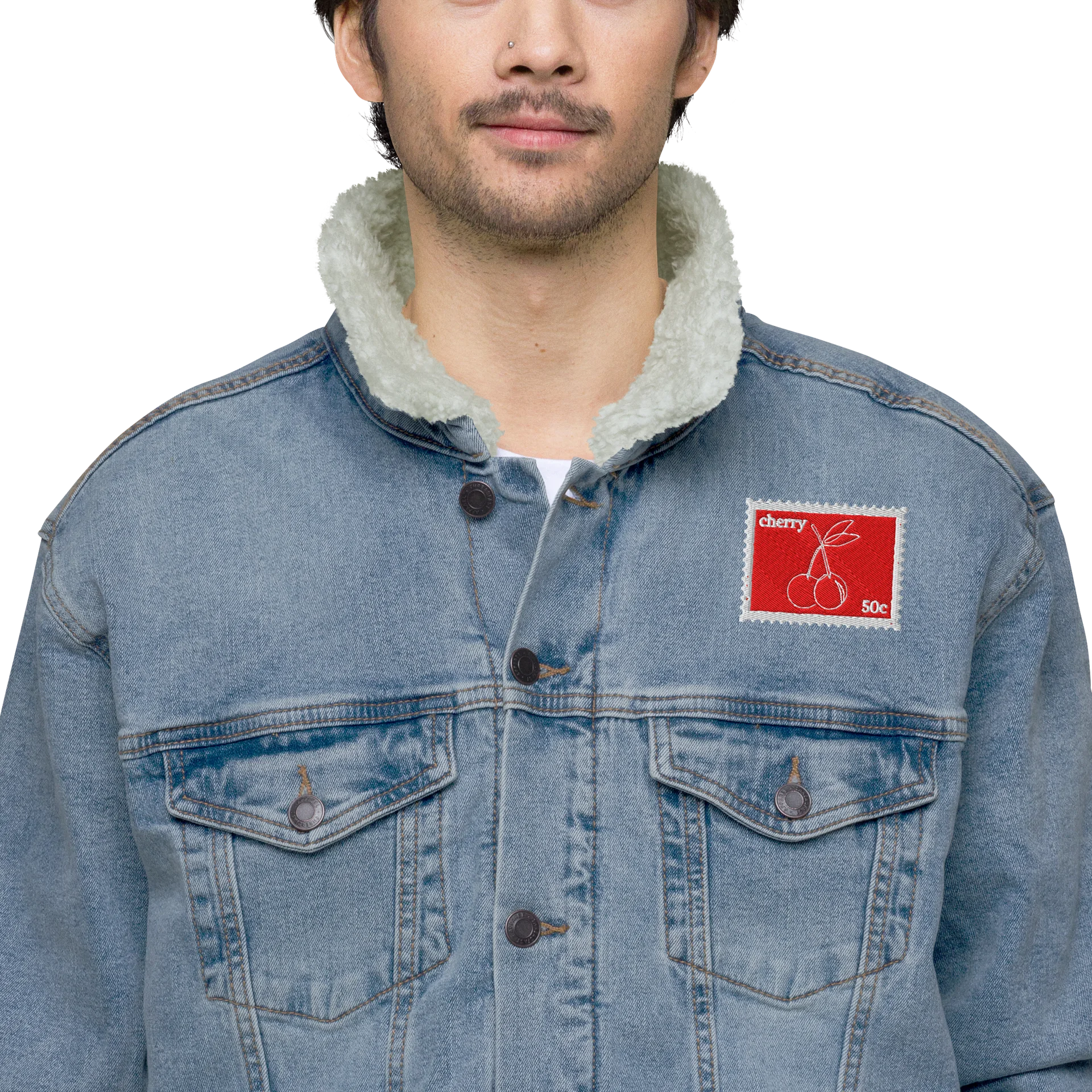 Cherry Sherpa Denim Jacket product image (9)
