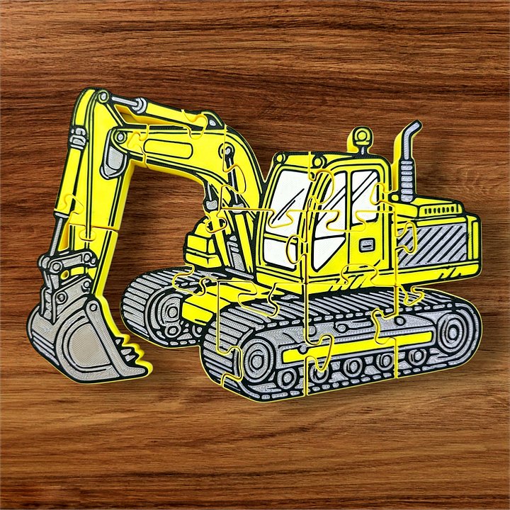 Excavator 3D Printed Jigsaw Puzzle – A Heavy-Duty Challenge for Kids! product image (1)
