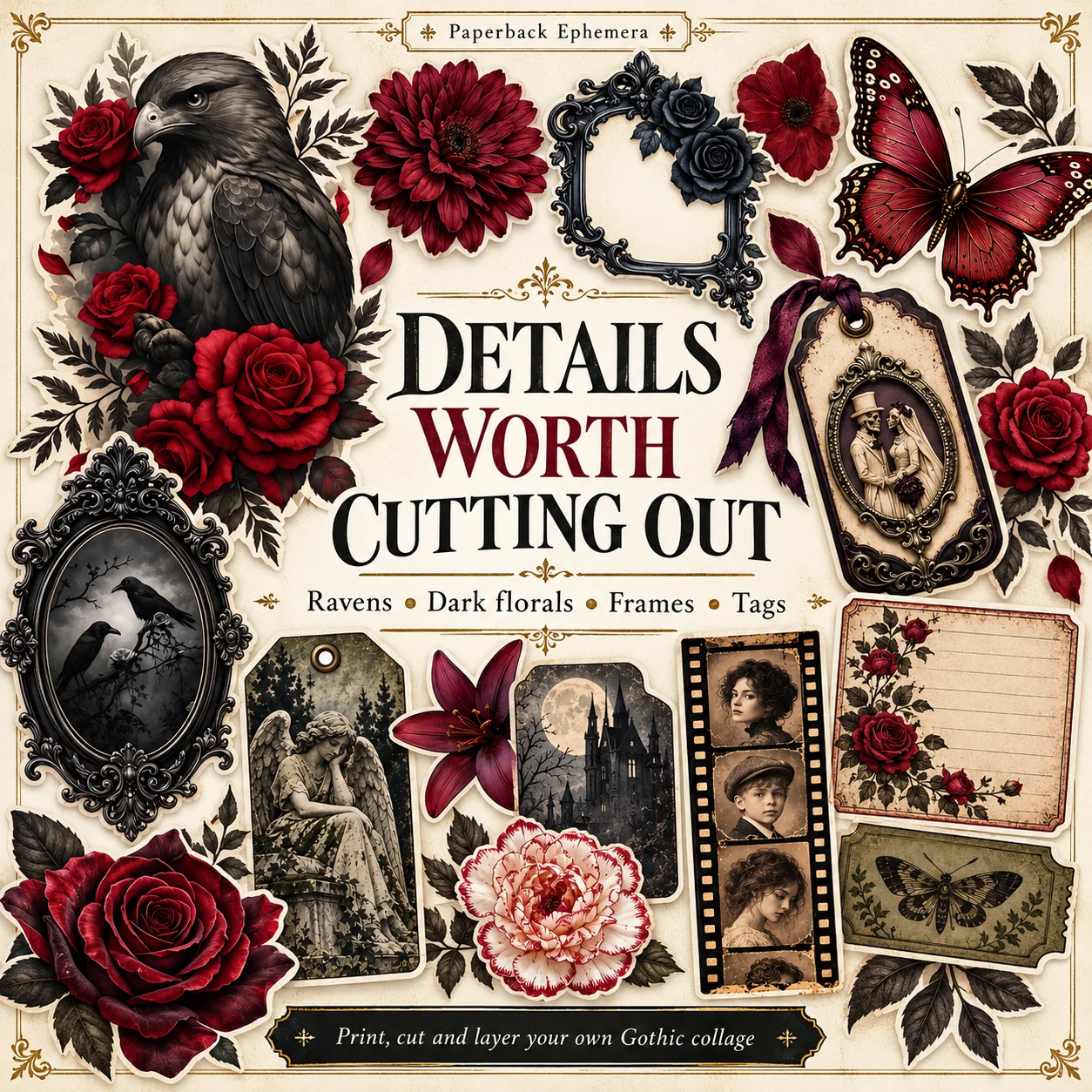 Gothic Ephemera Printable PDF | 14 Pages | Ephemera Book product image (1)
