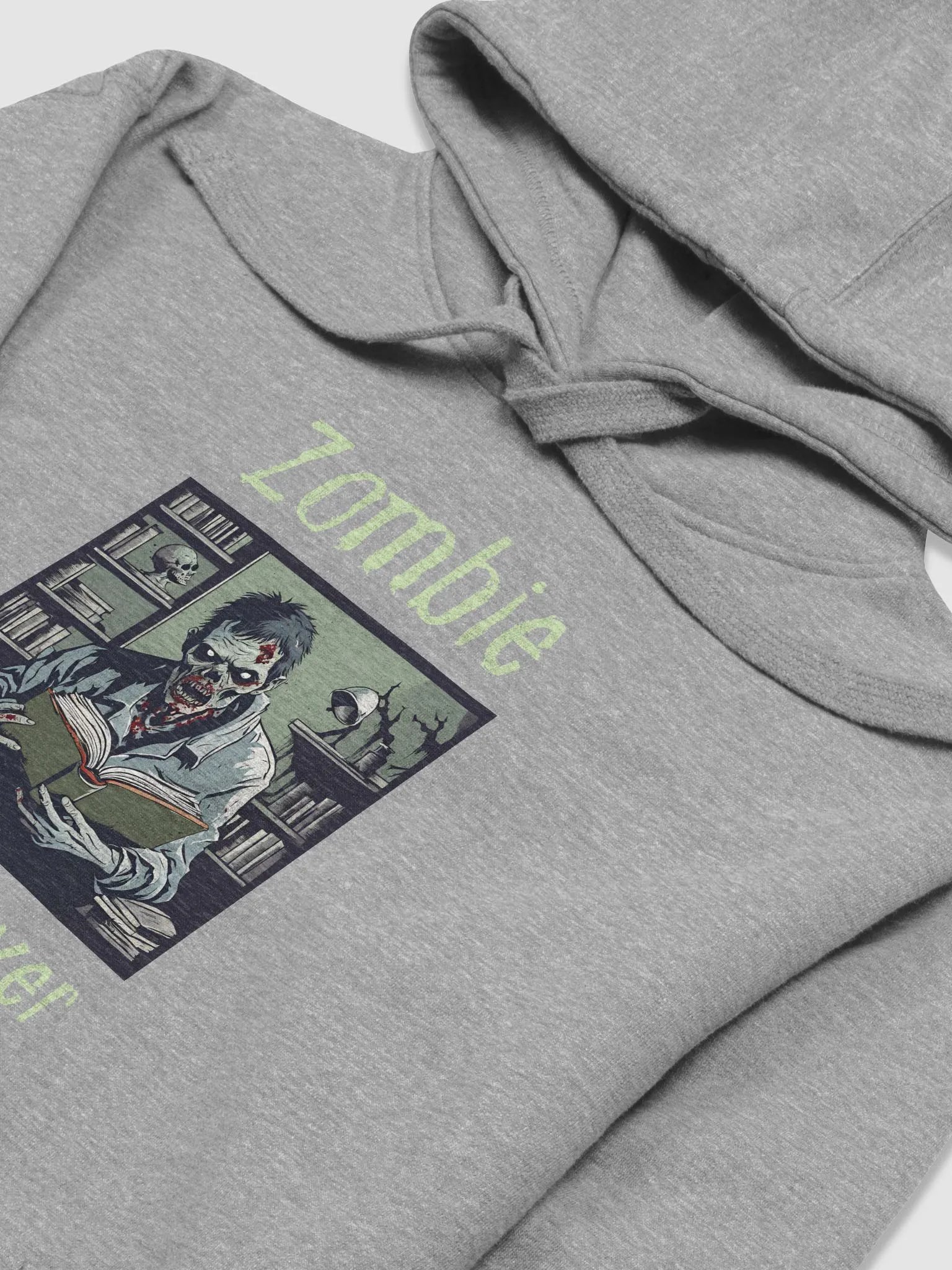 Zombie Book Lover Man - Carbon Grey Unisex Hoodie product image (3)