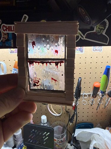 Work in progress.  Bringing the holiday cheer with bloody Christmas windows. 🙃
