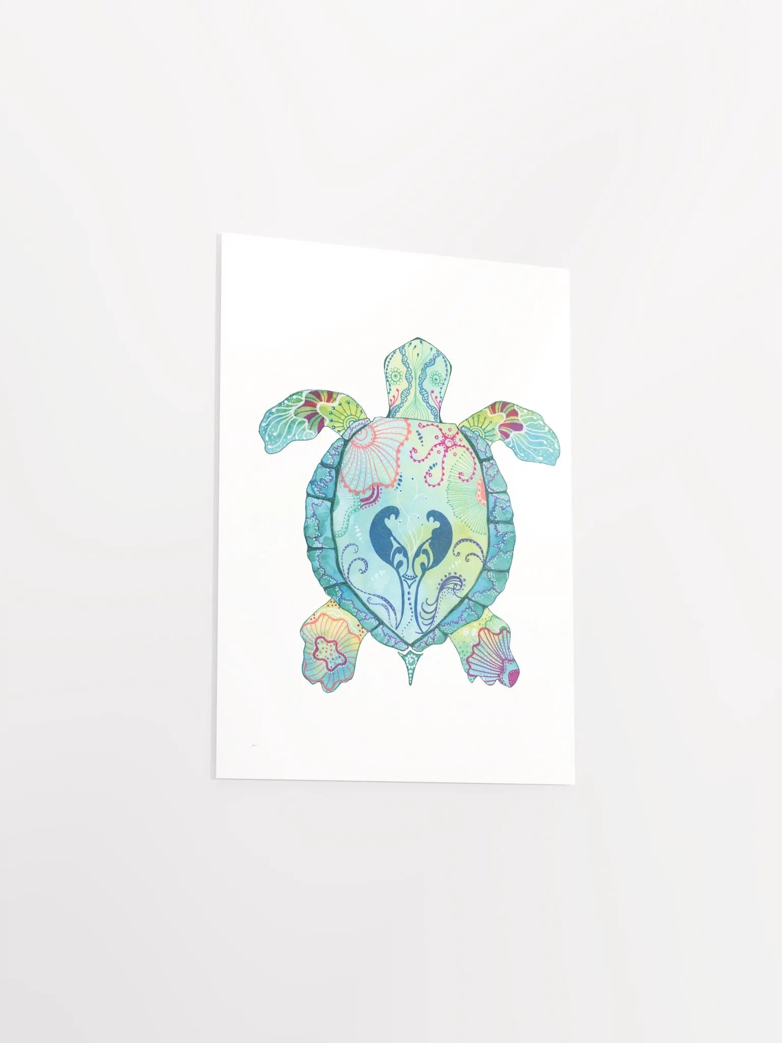 Sea Turtle with Charming Doodles Matte Poster product image (3)