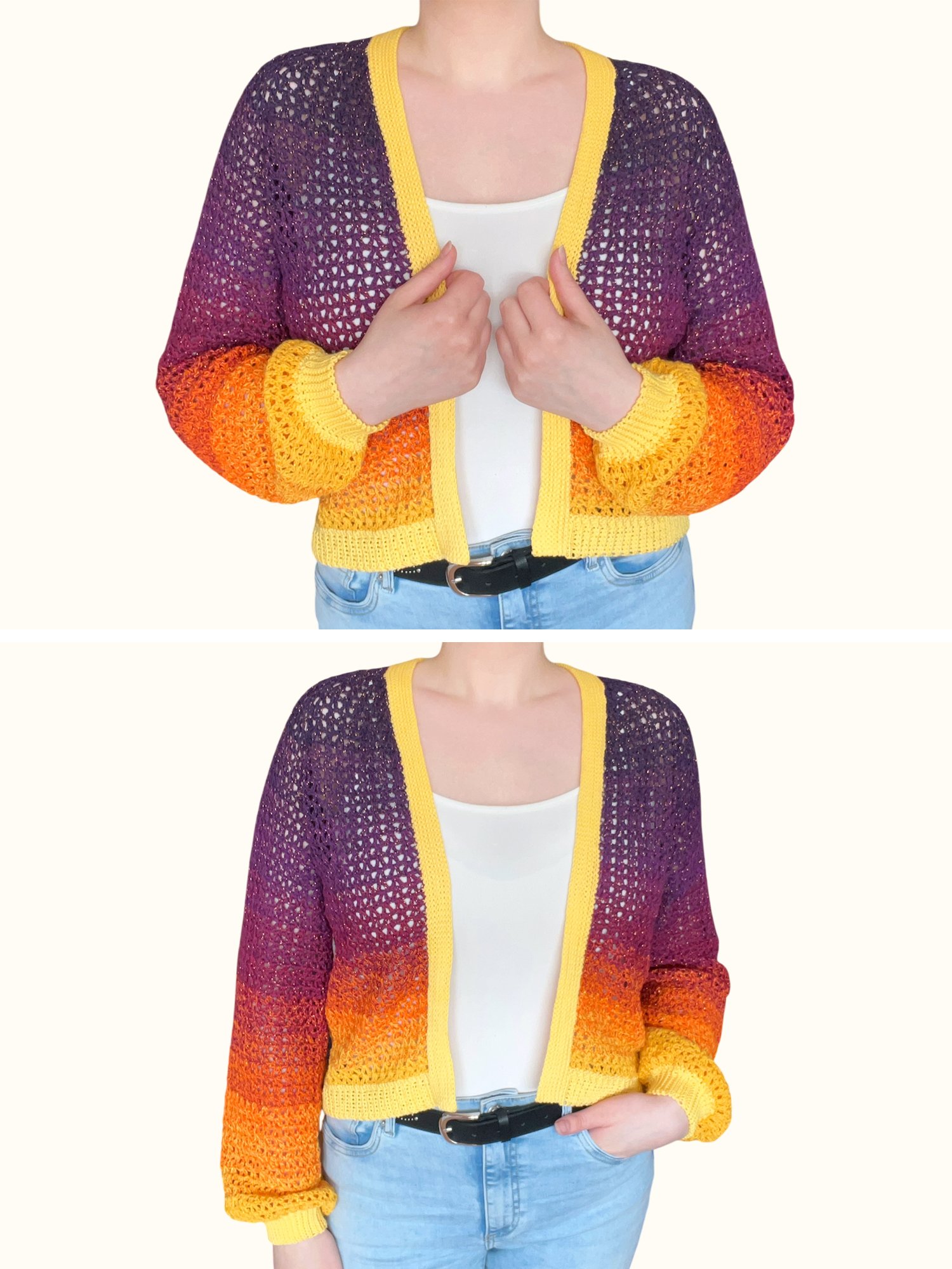 Crochet Pattern: Long Sleeve V-Stitch Cardigan with Ombré Yarn, Made to Measure product image (3)