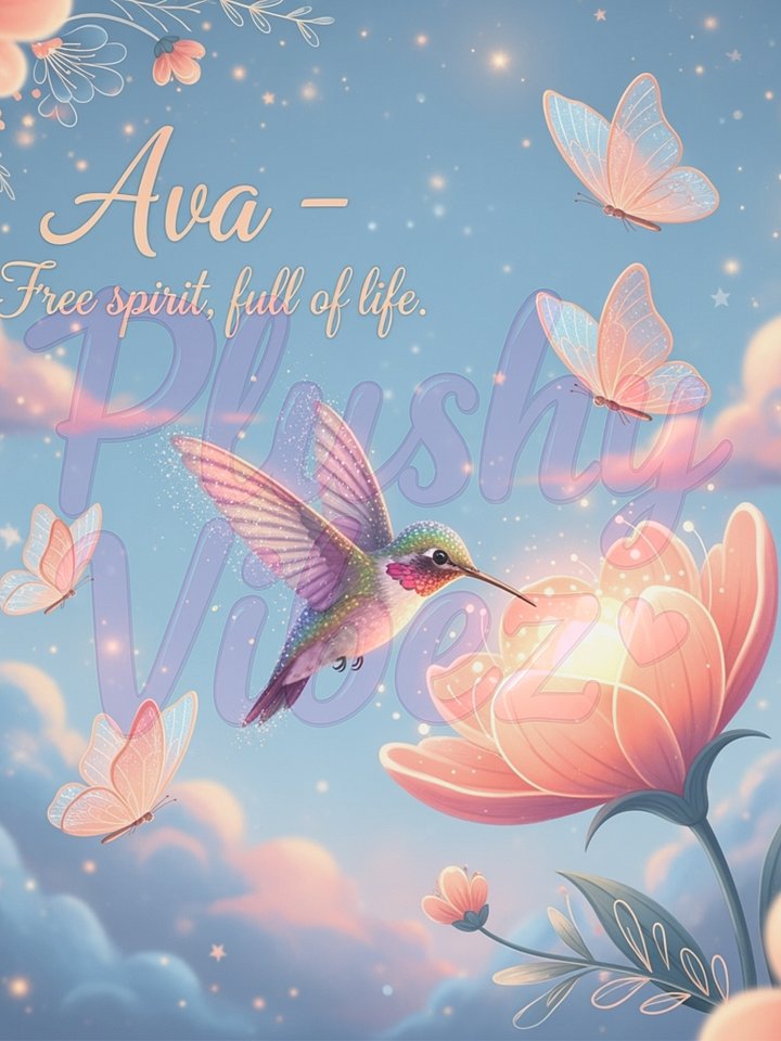 Ava – Free Spirit, Full of Life-Nature Fantasy Name Art | Digital Nursery Print product image (1)